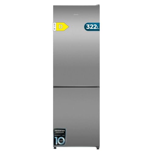 Cecotec Frigorífico Combi 322L Bolero CoolMarket Combi 322i Inox D. 185,5cm de Alto, 59,5cm de Ancho, Tecnología Multi Airflow, HumidityFlex HUB, LED Interior