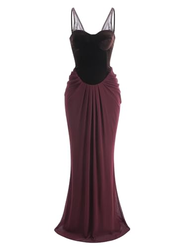 Women Sexy Straps Corset Patchwork Long Dress Sleeveless Backless Folds Slim Dresses