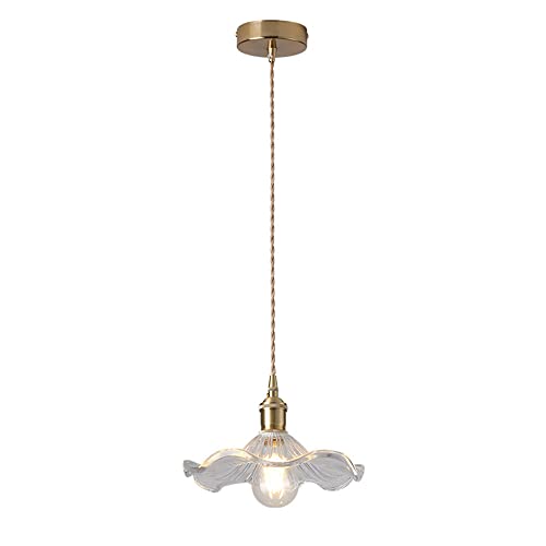 Lustre e27 en verre motif ciselé et finition métal doré chic