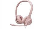Logitech H390 Wired Headset for PC/Laptop, Stereo Headphones with Noise Cancelling Microphone, USB-A, In-Line Controls, Works with Chromebook - Rose