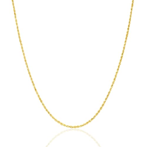 EVAYA 14K Solid Gold Rope Chain Necklace for Women & Men (1-8mm Width, 14-30" Length) - Cadenas de Oro Puro de 14K2