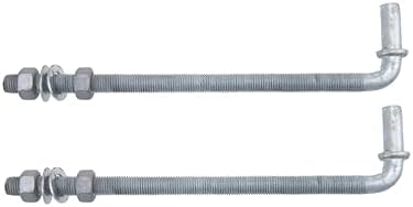 J-Bolt Post Hinge with 5/8" Hinge Pin Galvanized Post Gate Hinge for Chain Link Fence, Washers & Nuts Included (12" (2 Pcs))
