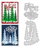 Miniatura 8 de ORIGACH 6 piezas de árbol de pino de Navidad y palabras de Feliz Navidad, troqueladas de metal para hacer tarjetas, manualidades, álbumes de