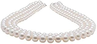 White Freshwater AA Quality Cultured Pearl Triple Strand Necklace with a 14kt White Gold Clasp (7-10mm) 18-20"