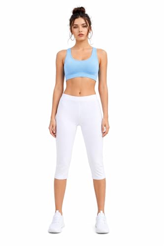 Image of TRASA Women's Cotton Capri Leggings, Stretchable 3 /4 Length Crop Pants, Comfortable, Plus