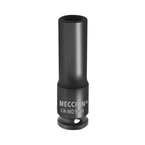 Image of Meccion 3 /8 Inch Drive Impact Socket 9mm Metric, 6 Point Cr-Mo Deep Socket, 63mm Length