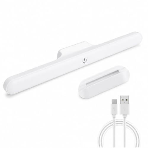 Image of Magnetic Rechargeable LED Light Bar - 30 cm White Plastic Under‑Cabinet & Closet Lamp with Touch‑Control, Dimmable, Multiple Light Modes, Portable Battery‑Powered, Ideal for Kitchen, Wardrobe, Makeup