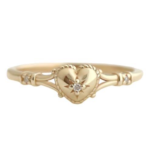 BUBEFSKD Elegantes anillos de aleación de oro inspirados en el corazón de la joyería de moda tamaños alternativos 5 a 11 para las mujeres hacia adelante anillos al por mayor para las mujeres, como se