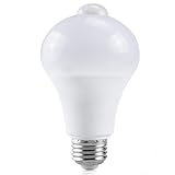 Intelligent PIR Motion Sensor Light Bulbs Indoor Outdoor 1 Packs 9W(60W Equivalent) Security LED Bulb, Indoor E26, A19, 5000K Daylight Dusk to Dawn Bulb for Garage Front Door Porch Stairs Hallway