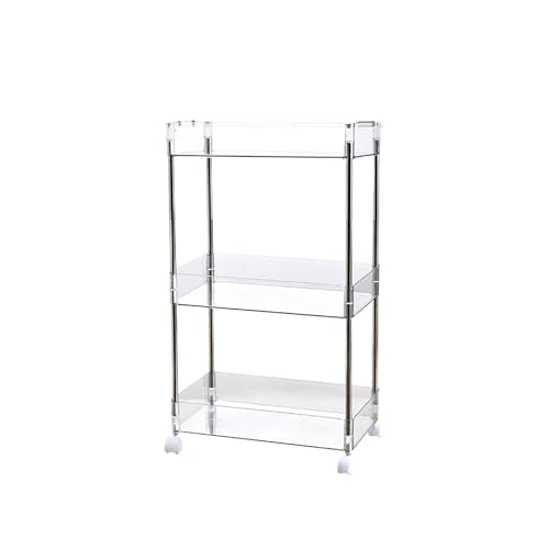 LSFYYDS Carrello portaoggetti sottile in acrilico con ruote, organizer trasparente da bagno per cucina, bagno, camera da letto, soggiorno, (3 strati