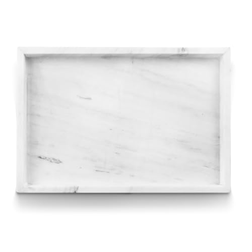 Yew & Tulip Natural Marble Vanity Tray, Nature White Marble with Spots Serving Tray for Bathroom, Kitchen, Vanity, Home Decor, Wedding etc. (12