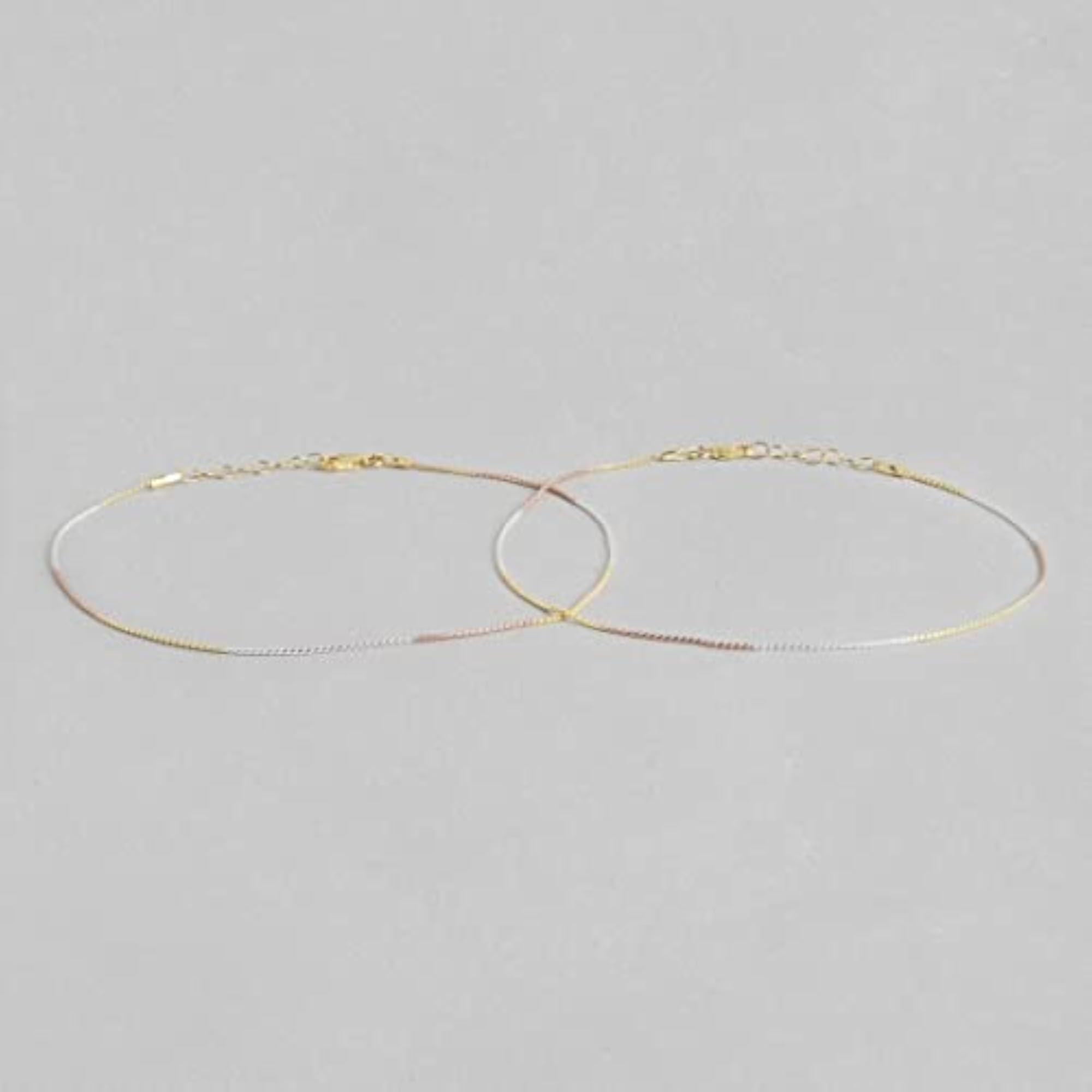 925 Silver Multitone Chain Anklet Set
