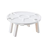 Richolyn Klapp-Picknick-Tisch, tragbarer Picknick-Tisch mit 4 Getränkehaltern, Klapp-Picknick-Tische für den Außenbereich, Strand, Camping und Wandern, Weiß-Rosa-Wein-Klapptisch