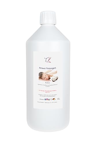 Aceite de masaje aromático para masajes, fisioterapia, bienestar y mucho más, grado medicinal (1l, Coco)