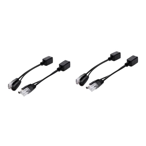 Uonlytech 4 piezas Adaptador Divisor Poe Splitter Cable para CCTV Dc Jack Alcance Poe Injector Kit para Routers WLAN Monitoreo de Seguridad miniatura 1