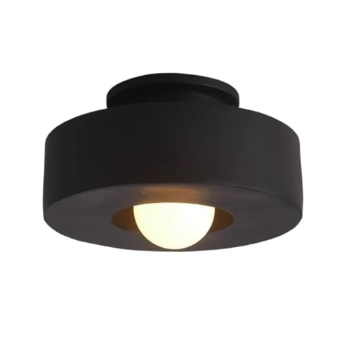 Lámpara de Techo LED Minimalista de Resina nórdica, Estilo japonés, para Dormitorio, Sala de Estar, Comedor, Pasillo (Negro).