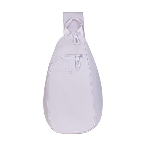 PUMA Bolsa feminina Myriad Sling, esportiva, mãos livres, com alça reversível e compartimentos duplos, Lilás Frost, One Size, Myriad Sling, bolsa esportiva de mãos livres com alça reversível e