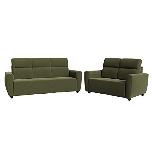 Image of Wakefit Sofa Set | 3 Year Warranty | Sofa 5 Seater, 5 Seater Sofa for Living Room, Wooden Sofa Set, Sofa Set 3+2 Seater - Belize(Reflection : Green)