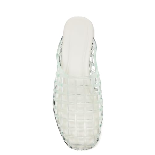 Clear Jelly Shoes for Women Slip on Jelly Mesh Slides Comfortable Closed Toe Flats Sandals Summer Beach Slippers.