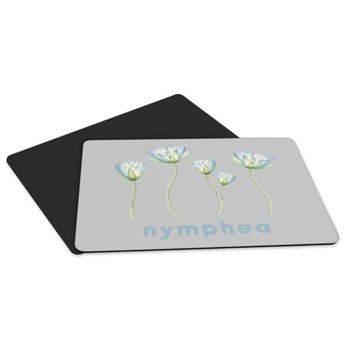 Sets de table caoutchouc gris nymphea nénuphar fleurs : grand format 39,5x28,5 cm - 5