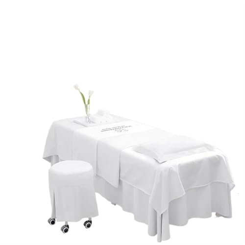 Juego de ropa de cama de lujo para salón de belleza, sábanas de spa transpirables con funda de almohada y funda de taburete para camas de belleza profesionales