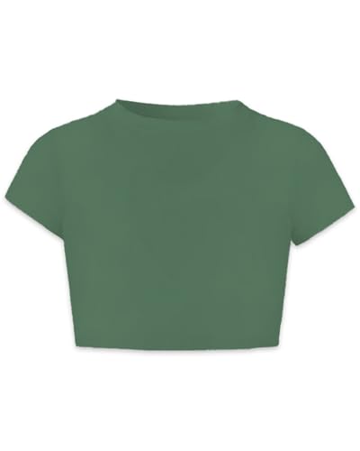 Image of Betusline Girls & Women Basic Summer Short Sleeve Slim Fit T-Shirts Soft Crewneck Crop Y2k Tee Cute Gym Fashion Clothes