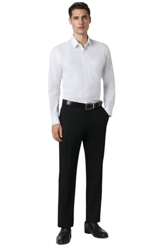 Peter England Men's Premium Solid Herringbone Regular Fit Full Sleeve Formal Shirt | Wonder Fabric | Cotton Rich