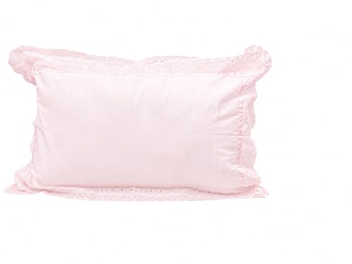 Image of VHC 100% Cotton Lace Pillow Cover /Case Set (Pack of 2)-Peach (Light Pink)