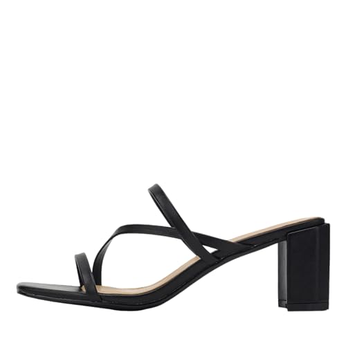 Lryweisy Strappy Sandals Women 2.3 Inch Chunky Block Heels Square Open Toe Slip On Slides Comfortable Dressy Shoes4