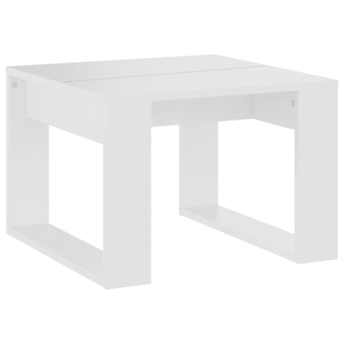 vidaXL Mesa Auxiliar Central Sala de Estar Salón Sofá Café Mesita Lateral Muebles Mobiliario Habitación de Madera Contrachapada Blanco 50x50x35 cm