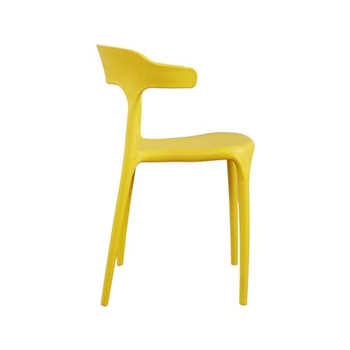 Image of Adhunika Furnitures Yellow Cafe Chair Set of 4 | 3 Year Warranty | 120KG Capacity | Full PP Plastic Stackable Chair | Dining Balcony Garden Cafe Restaurant Indoor Outdoor (Yellow, Set of 4)
