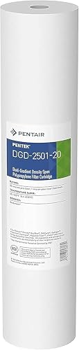 Image of Pentair Pentek DGD-2501-20 Big Blue Water Filter, 20-Inch Whole House Sediment Filter Cartridge Replacement, Dual-Gradient Density Spun Polypropylene, 20 inch x 4.5 inch, 1 Micron, Pack of 1, White