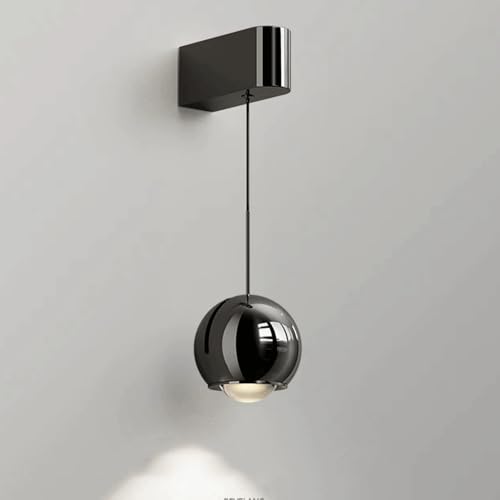 Lámparas de Pared, Aplique de Pared LED Art Wall Light Negro Perla con Vidrio Transparente, 3000K/4000K/6000K, lámpara de Pared de Alambre Colgante retráctil