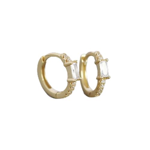 Créoles Argent 925 femme boucle d'oreille huggies carré zircon vert