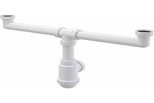 Alcaplast A448 Sifón Doble para Fregadero, Blanco