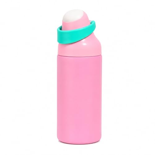 Image of HomeCloud 500ML Stainless Steel Water Bottle for Kids - Double Wall Vacuum Insulated, Leakproof Straw Lid, BPA-Free Reusable Flask with Dual Drinking Spout for School,Travel & Sports (Pink Green)
