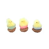 Wowser Faux Bird's Nests with Hatched Chicks in an Egg, Decorative Easter Accent, Spring Decoration, Set of 3, 5 Inches