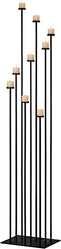 Juego de 9 portavelas de hierro negro, juego de 9 soportes cónicos para velas de pilar de té,...