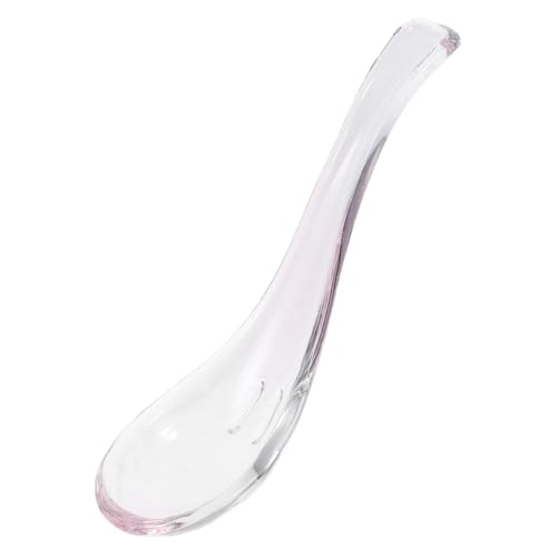 Lurrose ガラス製多機能スプーン 小型サービス用スプーン スープ兼用デザート兼用 アジアンスープ対応 家用レストラン向け 食卓を彩る透明