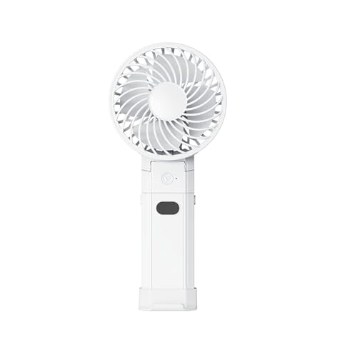 Genérico Mini Ventilador con Batería Portátil Recargable, Color Blanco, Ideal para Viajes, con Aspas Silenciosas, Duración Extendida de la Batería y Capacidad para Recargar tu Móvil.
