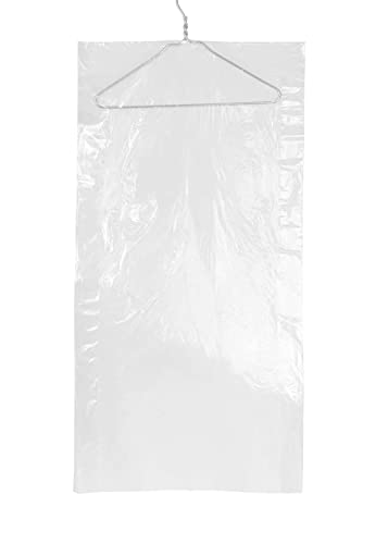 10 Pack Clear Plastic Clothes Covers, Garment Bag Transparent Clothing Dust Cover, Dustproof Hanging Clothes Suit Dress Jacket Cover for Dry Cleaners & Home Storage Clothing Stores (24''X47''-10 PCS)