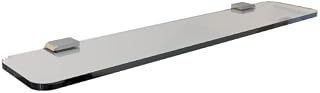 Agua Glass Bathroom Shelf Wall Mounted, Round Corner Tempered Shower Glass Shelf With Chrome Finish