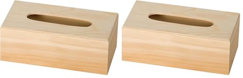 Artemio VIMOU Boîte à Mouchoirs avec Fond, Bois, Beige, 25 x 13 x 9 cm (Lot de 2)