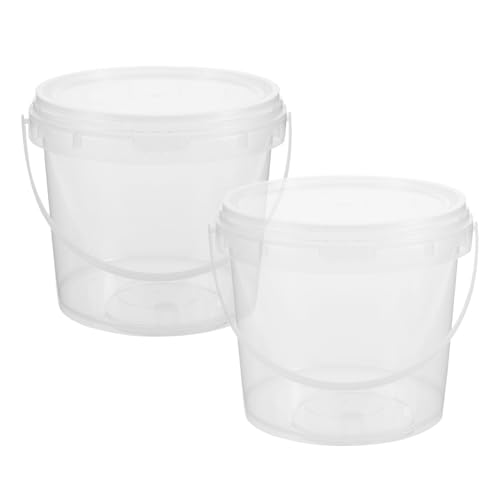 Lurrose Contenedores de Almacenamiento de Plástico con Tapa Hermética y Asa, Cubos Redondos Transparentes de 2 Litros, Multiusos para Guardar Juguetes y Alimentos en Casa y Exteriores