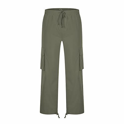 Mens Cargo Pants Elastic Waist Outdoor Joggers Straight Leg Hiking Workout Pants Relaxed Fit2