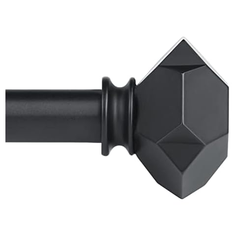 Black Curtain Rod-EUPLAR Adjustable Curtain Rods for Windows 48 to 86 inch, 3/4 Inch Curtain Rods with 3 Brackets, Geometric Diamond Finials, Drapery Rods for Room Divider, Outdoor, Indoor Cover