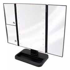Espelho de Maquiagem Camarin Triplo com 16 Luzes Led Dobrável com...