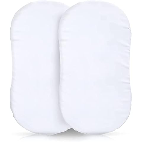 ECOBIZ 2 Pack Egyptian Cotton Moses Basket Fitted Sheet Breathable, Baby Crib sheets, Bed Sheets White Bedding & Linen Crib Fitted Sheets, Ultra Soft baby Sheets-(35 X 75, White) Cover
