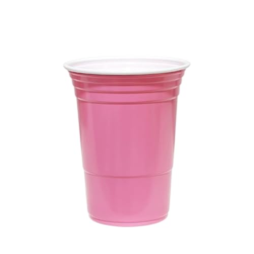 Cutdred 50個入り、使い捨てカップ、パーティーカップ、プラスチックカップカフェサイズ、450ml、結婚式用、パーティーレッドカップ (450ML,ピンク)