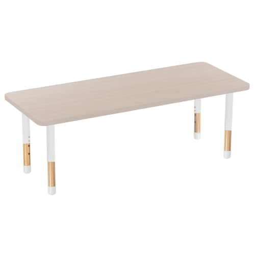 Image of 24 inch x 60 inch Rectangle Kids Classroom Table with Adjustable Chunky Wood Legs